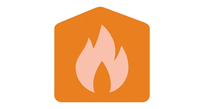 Illustration einer Flamme in einem Haus